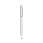 Stylo en plastique recyclé avec clip renforcé et encre bleue couleur blanc vue frontale