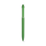 Stylo en plastique recyclé avec clip renforcé et encre bleue couleur vert vue frontale