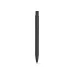 Stylo en aluminium recyclé avec finition caoutchoutée et encre bleue couleur noir vue frontale