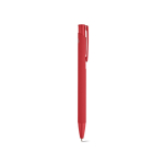 Stylo en aluminium recyclé avec finition caoutchoutée et encre bleue couleur rouge deuxième vue