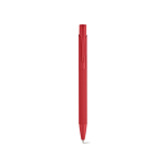 Stylo en aluminium recyclé avec finition caoutchoutée et encre bleue couleur rouge vue frontale
