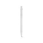Stylo en aluminium recyclé avec finition caoutchoutée et encre bleue couleur blanc vue frontale