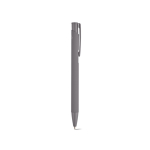 Stylo en aluminium recyclé avec finition caoutchoutée et encre bleue couleur gris deuxième vue