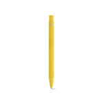 Stylo en aluminium recyclé avec finition caoutchoutée et encre bleue couleur jaune vue arrière