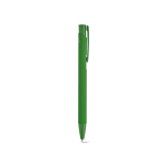 Stylo en aluminium recyclé avec finition caoutchoutée et encre bleue couleur vert deuxième vue
