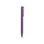 Stylo en aluminium recyclé avec finition caoutchoutée et encre bleue couleur violet deuxième vue