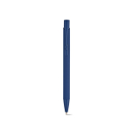 Stylo en aluminium recyclé avec finition caoutchoutée et encre bleue couleur bleu marine vue frontale