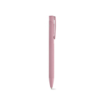 Stylo en aluminium recyclé avec finition caoutchoutée et encre bleue couleur rose clair  deuxième vue