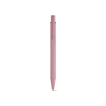 Stylo en aluminium recyclé avec finition caoutchoutée et encre bleue couleur rose clair  vue frontale