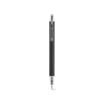 Stylo en aluminium recyclé à bouton-poussoir, encre bleue couleur noir vue frontale