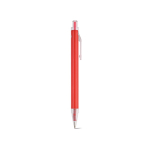 Stylo en aluminium recyclé à bouton-poussoir, encre bleue couleur rouge deuxième vue