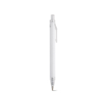 Stylo en aluminium recyclé à bouton-poussoir, encre bleue couleur blanc deuxième vue