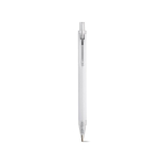 Stylo en aluminium recyclé à bouton-poussoir, encre bleue couleur blanc vue frontale