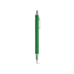 Stylo en aluminium recyclé à bouton-poussoir, encre bleue couleur vert deuxième vue