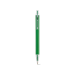 Stylo en aluminium recyclé à bouton-poussoir, encre bleue couleur vert vue frontale