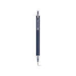 Stylo en aluminium recyclé à bouton-poussoir, encre bleue couleur bleu marine vue frontale
