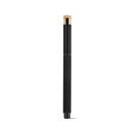 Stylo roller en aluminium recyclé et bambou avec encre bleue couleur noir vue frontale
