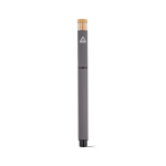 Stylo roller en aluminium recyclé et bambou avec encre bleue couleur gris vue arrière