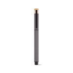 Stylo roller en aluminium recyclé et bambou avec encre bleue couleur gris vue frontale