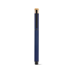 Stylo roller en aluminium recyclé et bambou avec encre bleue couleur bleu marine vue frontale
