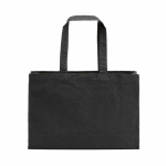 Sac de courses en coton écologique naturel à fond plat 280 g/m2 couleur noir vue arrière