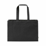 Sac de courses en coton écologique naturel à fond plat 280 g/m2 couleur noir vue frontale