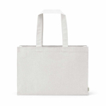 Sac de courses en coton écologique naturel à fond plat 280 g/m2 couleur blanc vue frontale