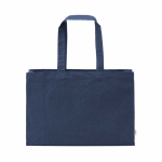 Sac de courses en coton écologique naturel à fond plat 280 g/m2 couleur bleu marine vue frontale