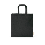 Sac en coton recyclé naturel avec anses de 30 cm et 140 g/m² couleur noir vue frontale