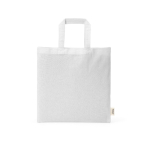 Sac en coton recyclé naturel avec anses de 30 cm et 140 g/m² couleur blanc vue frontale