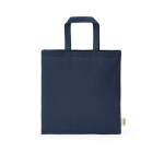 Sac en coton recyclé naturel avec anses de 30 cm et 140 g/m² couleur bleu marine vue frontale