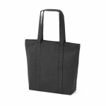 Sac de courses en coton recyclé avec fermeture éclair 360 g/m² couleur noir deuxième vue