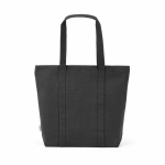 Sac de courses en coton recyclé avec fermeture éclair 360 g/m² couleur noir vue arrière