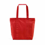 Sac de courses en coton recyclé avec fermeture éclair 360 g/m² couleur rouge vue arrière