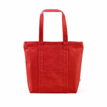 Sac de courses en coton recyclé avec fermeture éclair 360 g/m² couleur rouge vue frontale