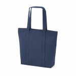 Sac de courses en coton recyclé avec fermeture éclair 360 g/m² couleur bleu marine deuxième vue