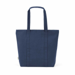 Sac de courses en coton recyclé avec fermeture éclair 360 g/m² couleur bleu marine vue arrière