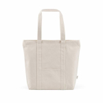 Sac de courses en coton recyclé avec fermeture éclair 360 g/m² couleur naturel vue frontale