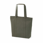 Sac de courses en coton recyclé avec fermeture éclair 360 g/m² couleur vert militaire deuxième vue