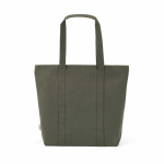 Sac de courses en coton recyclé avec fermeture éclair 360 g/m² couleur vert militaire vue arrière