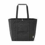 Sac shopping en coton recyclé avec fermeture à pression 360 g/m2 couleur noir vue frontale
