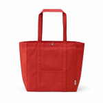 Sac shopping en coton recyclé avec fermeture à pression 360 g/m2 couleur rouge vue frontale