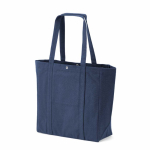 Sac shopping en coton recyclé avec fermeture à pression 360 g/m2 couleur bleu marine deuxième vue