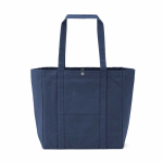 Sac shopping en coton recyclé avec fermeture à pression 360 g/m2 couleur bleu marine vue arrière