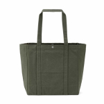 Sac shopping en coton recyclé avec fermeture à pression 360 g/m2 couleur vert militaire vue arrière