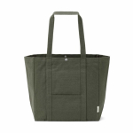 Sac shopping en coton recyclé avec fermeture à pression 360 g/m2 couleur vert militaire vue frontale