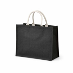 Sac de courses en jute laminé avec anses en coton 20L couleur noir deuxième vue