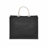 Sac de courses en jute laminé avec anses en coton 20L couleur noir vue arrière