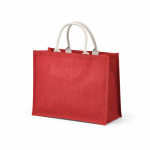 Sac de courses en jute laminé avec anses en coton 20L couleur rouge deuxième vue