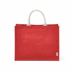 Sac de courses en jute laminé avec anses en coton 20L couleur rouge vue frontale
